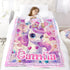 Personalized Baby Blanket with Unicorn Pattern for Girls, Custom Kids Blanket with Name, Customized Receiving Swaddle