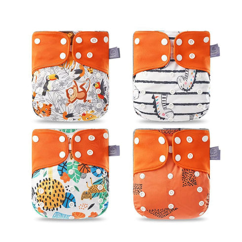 Irfora Adjustable Washable Cloth Diapers Quick Dry Reusable Breathable 4pcspack for Baby Girls