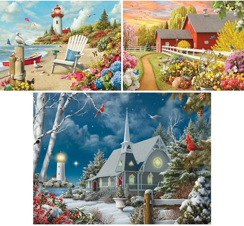 Set 3 300 500 18 24 Bits and Pieces Value of Large Piece Jigsaw Puzzles for Adults Awaken, Guiding Lights & Daydream by