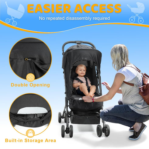 95% 50+), Orzbow Stroller Sun Shade, Breathable Sun Shade Cover for Stroller with Mosquito Net & Zip, Universal Baby