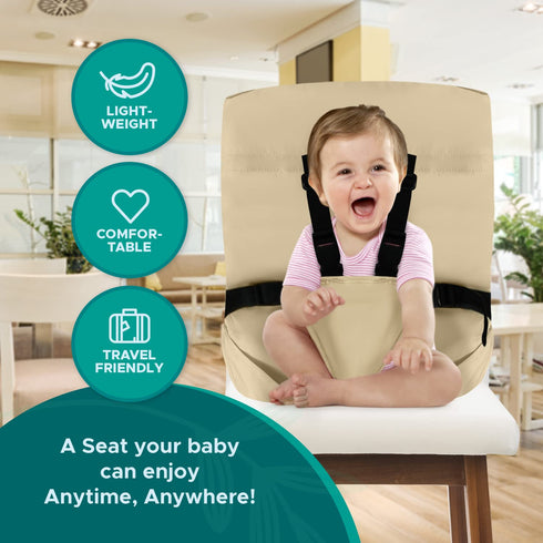 Portable High Chair by Baby Pick- Foldable High Chair for Travel with Adjustable Shoulder Straps- Compact Harness Seat