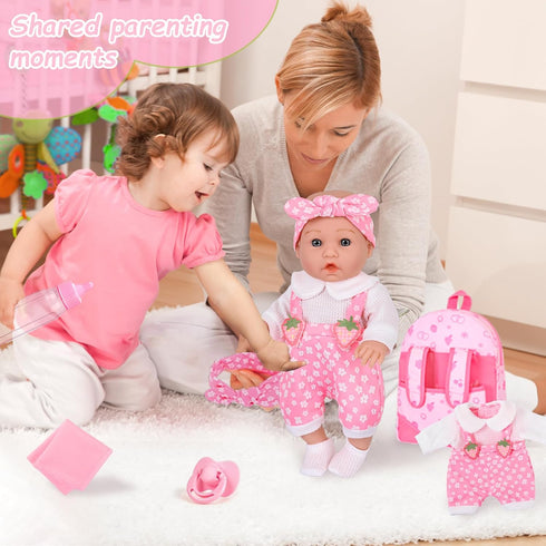 12" Backpack Box,12 Inch 3+ DONTNO Baby Doll with Carrier in Gift Realistic Baby Dolls with Clothes and Accessories,Toy