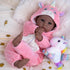 17 Inch 3+ Aori Black Baby Dolls Realistic Black Doll with Light Weighted Soft Body & Pink Outfits for Girls | Pretend