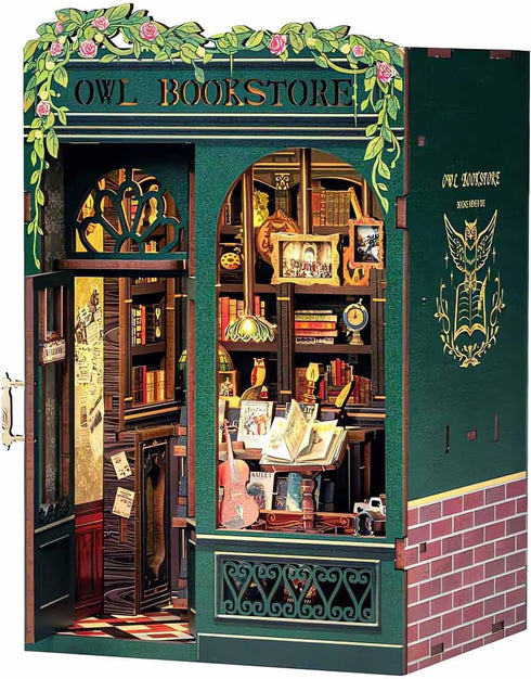 Hands Craft DIY Miniature Kit Book Nook - Owl Bookstore | Enchanting