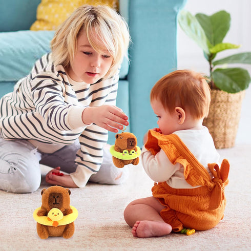 2PCS Swimming Achwishap Capybara Plush Keychain,Cute Keychain Capybara Stuffed Animal,Soft Capybara Plush Toys Key