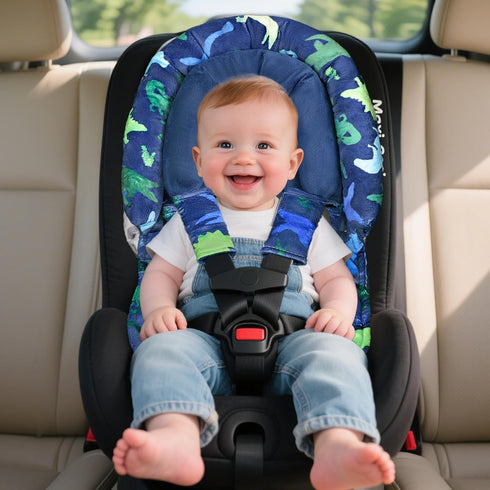 2-in-1 Set Baby Car Seat Head Support with Extra Headrest, Babybody Supports with Shoulder Pads for Newborn, Adjustable
