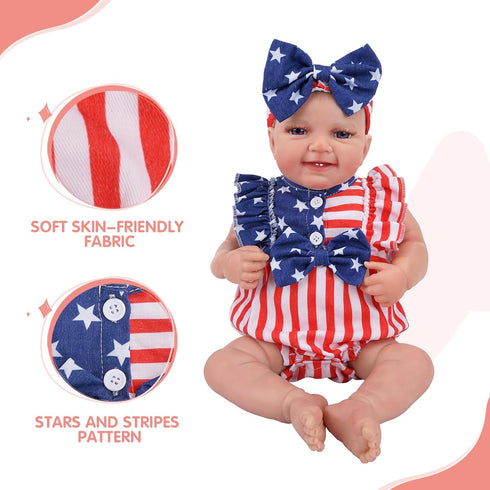 BABESIDE 2 Pcs Reborn Baby Doll Clothes Set, 17-22 Inch Baby Doll Clothing Accessories with Headband