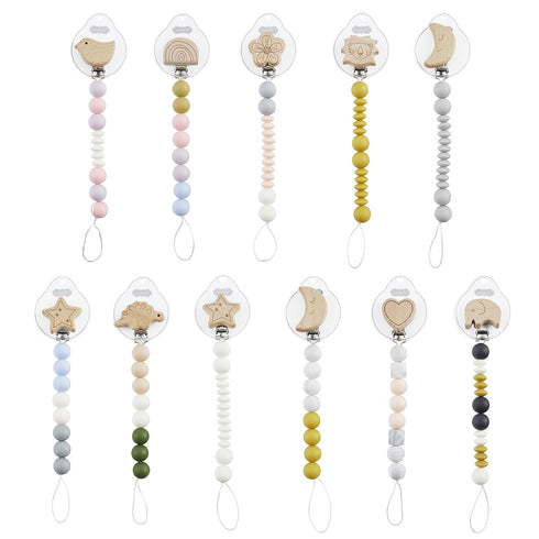 Gray Moon Baby Pacifier Clip by Mud Pie