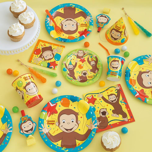Unique Curious George Beverage Paper Napkins - 5" x 5", 16 Pcs Multi