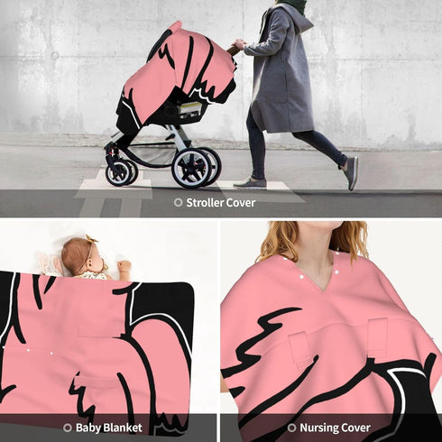 Zhbvncp Flying Pig Baby Car Seat Cover & Breastfeeding Nursing Cover - Breathable Stretch Fabric Multi-Use Nursing
