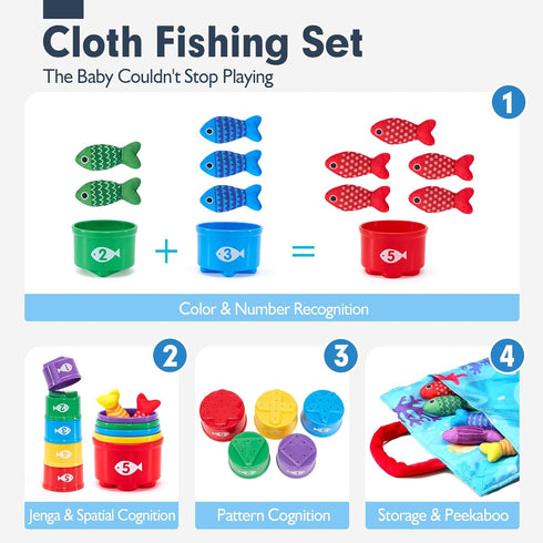 1 10 1 Counting, hahaland Montessori Toys for Year Old Boy Girl Birthday Gift - in Cloth Fishing Game Toddler Toys