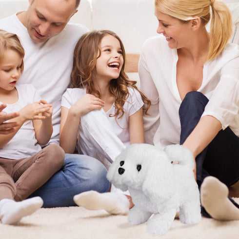 WorWoder Bichon Frise Toy Puppy Electronic Interactive Pet Dog - Walking, Barking, Tail Wagging Companion for Kids