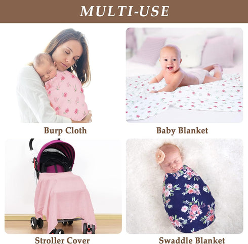 4 Pack Blankets,100% 47 47 inches, david's kids Baby Muslin Swaddle Cotton and Ultra Soft Breathable Receiving Blanket