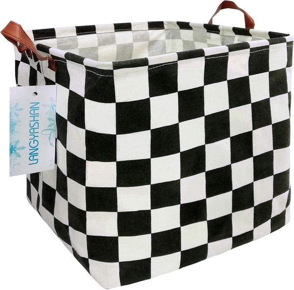 LANGYASHAN Square Storage Baskets - Waterproof Canvas Children Laundry Hamper for Toy Organizer Room Decor