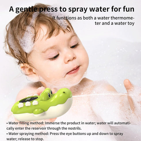Generic Tub Crocodile LED Digital Floating Measure Water-Spraying Toy - Bath Temperature Gauge, Floating Temperature
