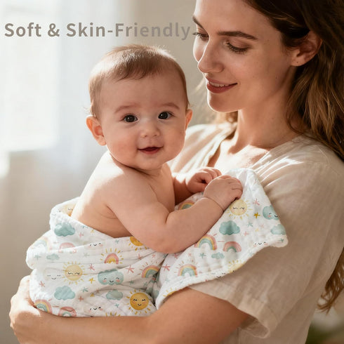 CoolaPeach 6-Layer 43"X43"Inches Muslin Swaddle Blankets Cotton Baby Blankets for Boys & Girls Receiving Blankets,Soft