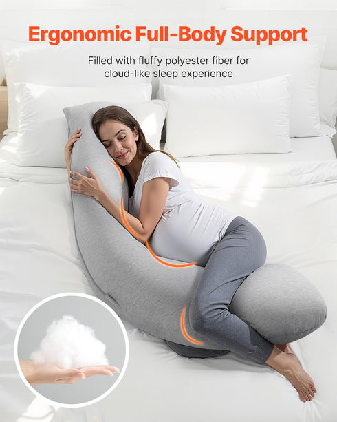 VEVOR Pregnancy Pillows for Side Sleeping, L-Shaped Maternity Pillow for Pregnant Women, Soft & Breathable Pregnancy