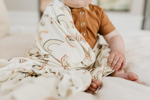 Copper Pearl Large Knit Baby Swaddle Blanket in Kona
