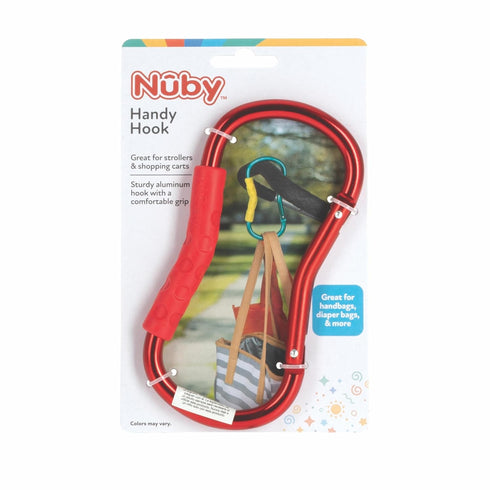 Nuby Large Handy Hook Carabiner Stroller Clip, Textured Soft Grip, Colors May Vary