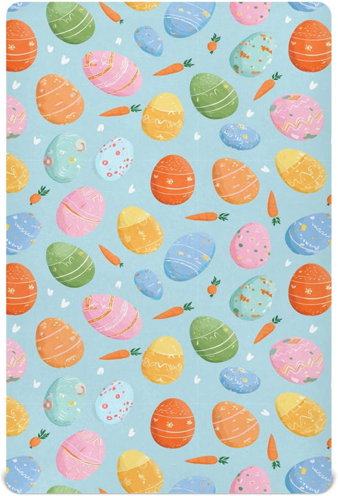 Pigsaly Crib Sheets Carrots Colorful Easter Eggs Baby Sheet for Standard Crib Mattress
