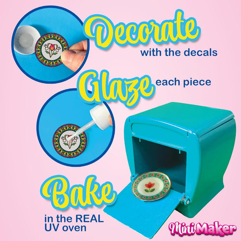Set 30 6+ Mini Maker Tea Party Creations Paint Your Own Tea with UV Oven DIY Ceramic-Like Craft Kit for Girls Decorate
