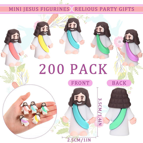 Barydat 200 Pack Mini Jesus Figurines | Tiny Jesus Toys for Thanksgiving, Sunday School, and Baptism Gifts