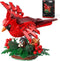 JAKI Northern Cardinal Building Kit, Red Bird with Holly Plant Botanical Collection
