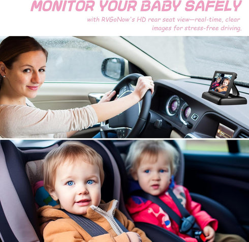 RVGoNow 4.3'' 1080P 150 Baby Car Camera with Monitor, USB Powered Rear Facing Seat Camera, HD Night Vision, Wide Angle