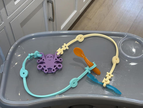 Octopal Set 2 No-Throw Baby Tether Suction Cup Anchor Base with Silicone Straps Keeps Toys, Cups & Utensils Off the