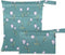 Burbuja Flowers on Teal Wet Dry Bags for Baby Cloth Diaper 2 Pack,