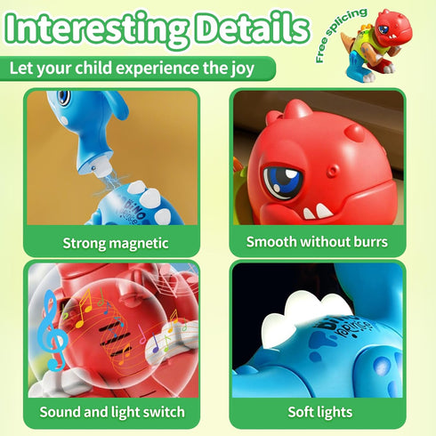Set 3-5, Set, Assembly Dinosaur Toy for Kids Ages Magnetic Dino Toys with Lights & Sounds, Take Apart Dinosaur Building