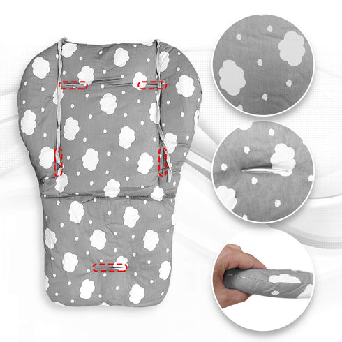 Twoworld Baby High Chair Cushion - Large Breathable Seat Liner in Gray Clouds