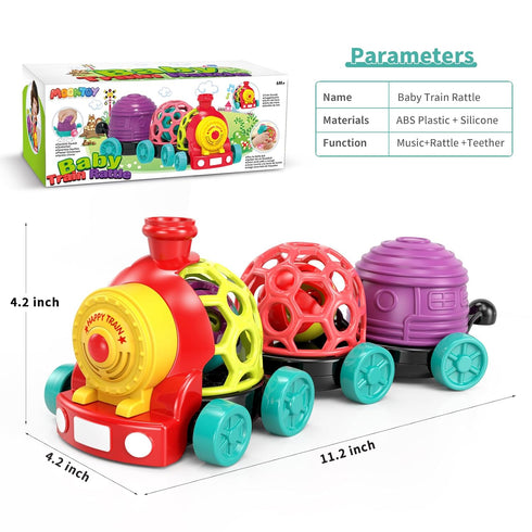 MOONTOY Baby Cars Toys for Babies 6-12 Months - Infant Toys Train, Soft Cars Ball Rattle, Musical Toddler Push Truck