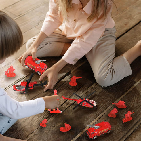 14 Pcs Fire Truck Toy Set, Mini Die-cast Fire Engine Car, Emergency Vehicle Playset for Kids
