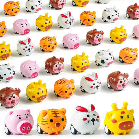 Beestech 33 Pcs Mini Animal Pull Back Toy Cars for Boys Girls