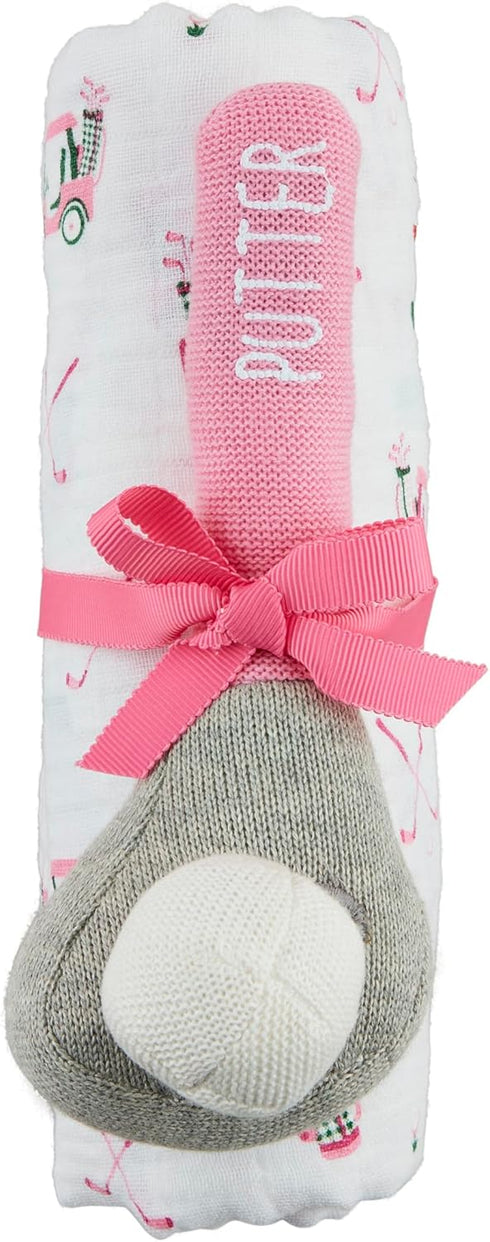 Mud Pie Children's Girl Golf Swaddle and Rattle