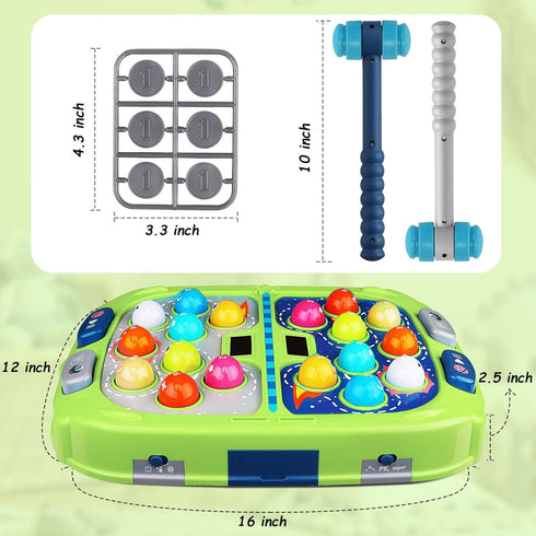 3-4 5-7 8-12 3 4 5 6+ 2 Hammers WAYKEE Whack a Game Mole, Toys for Ages Boys Girls, Whack Game for Toddlers, Gifts