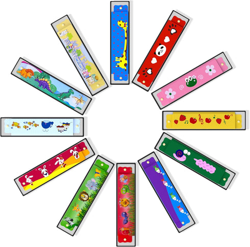 20 Pcs Harmonica for Kids, Birthday Party Favor Musical Instrument, Cartoon Double Row Harmonica Bulk Toy for Goodie
