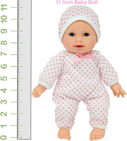 11-Inch Set Caucasian Soft Body Baby Doll Gift with Pacifier