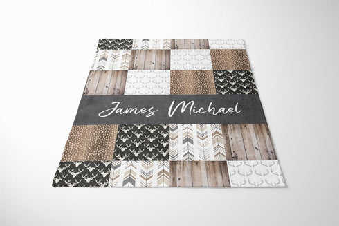 Personalized Woodland Baby Blanket, Baby Boy Blanket, Woodland Crib Bedding, Deer Baby Blanket Neutral, Boy Crib