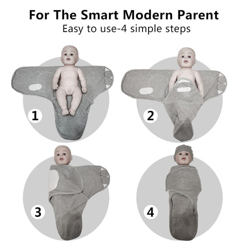 ATONGQI 3-Pack 0-3 Organic Baby Swaddle Sleep Sacks - Newborn Swaddle Sack - Ergonomic Baby Swaddles Months (Grey)