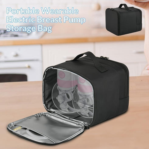 MENGLANSI Protective Case for Electric Breast Pumps Interior Foam Padding and Dedicated Pockets for Milk Storage Travel