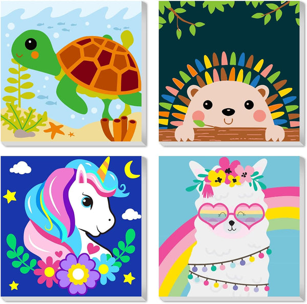 CarlonLin Framed 4 Pack Paint by Number for Kids, Paint by Numbers for