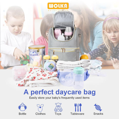 6 9 Wolka Breast Milk Cooler Travel Bag - Baby Bottle Cooler Bag for Nursing Moms Daycare with Double Compartments