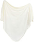 2 Set, Ely's & Co. Cotton Knit Jersey Swaddle Blanket and Beanie Baby Hats Gift Large Receiving Blanket (Ivory)