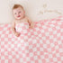 (1-Pack) Ultra-Soft Muslin Baby Blanket - Swaddle & Crib for Girls, Pink Checkered