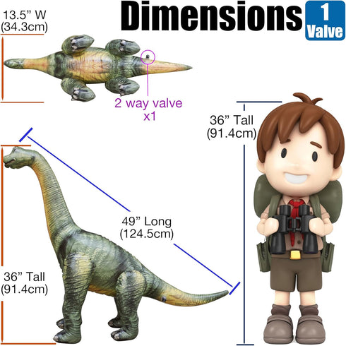 Jet Creations Inflatable Brachiosaurus Dinosaur, Giant 49" Blow-Up Toy for Summer Beach Days