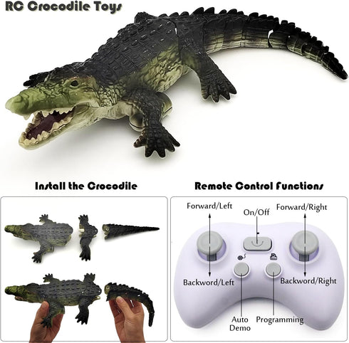 Swimming Tipmant Realistic RC Crocodile Remote Control Fish Boat Electric Animal Water Toy for Pool Lake Kids Birthday