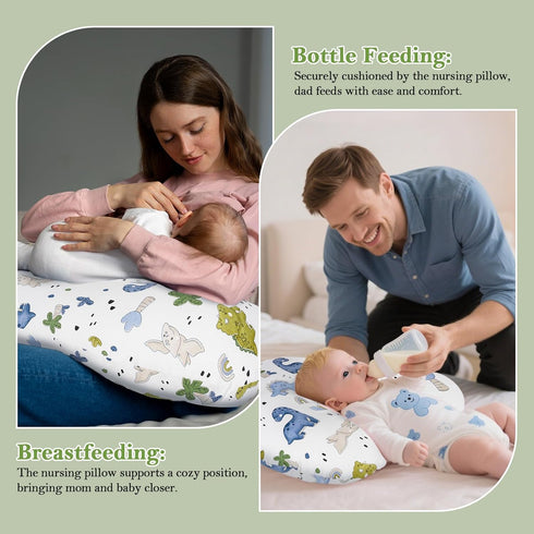 Hypoallergenic,Tummy (0-12Months) Nursing Pillow & Breastfeeding Pillow Ergonomic C-Shape for Breastfeeding & Bottle