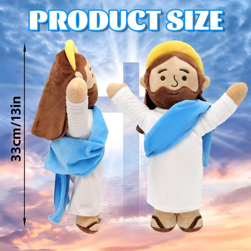 13" Yelakey Jesus Plush Brown Jesus Stuffed Doll Christian Plushie Doll for Easter Christmas Church Religious Gifts